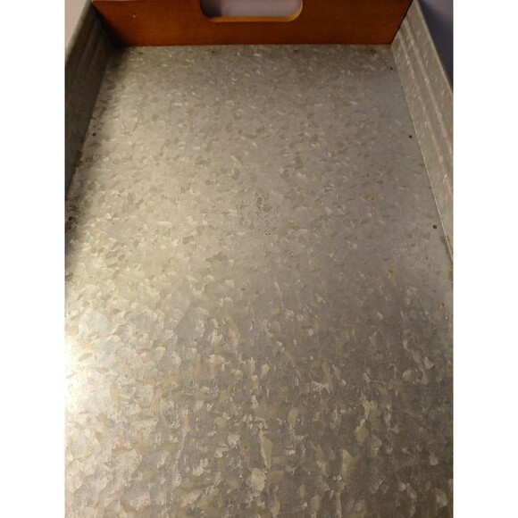 Better Homes & Garden Galvanized Steel Rectangular Serving Tray Wood Hand/legs - Picture 7 of 16